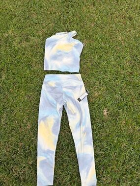 Interval FlowHeather Sculpt Tie Dye Active Set Large Leggings + Flare Tank NWT